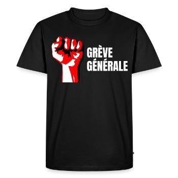 Poing Levé Manif Syndicaliste En grève Générale - T-shirt Premium bio Homme - noir - Devant - Nico (187cm)