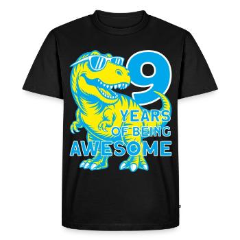 DINO 9 ANS DINOSAURE 9E ANNIVERSAIRE - T-shirt Premium bio Homme - noir - Devant - Nico (187cm)