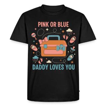 Révélation du genre : rose ou bleu Papa t’aime, bébé - T-shirt Premium bio Homme - noir - Devant - Nico (187cm)