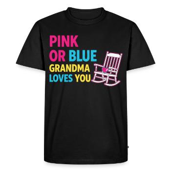 Révélation de sexe Baby Shower Rose ou Blue Grandma - T-shirt Premium bio Homme - noir - Devant - Nico (187cm)