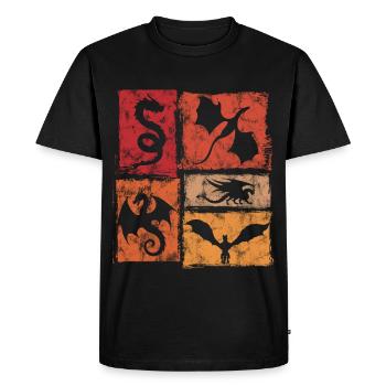 Dragons - Créatures mythiques mystiques - Rétro - T-shirt Premium bio Homme - noir - Devant - Nico (187cm)