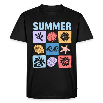 Été – Monde maritime plein de style festif - T-shirt Premium bio Homme - noir - Devant - Nico (187cm)