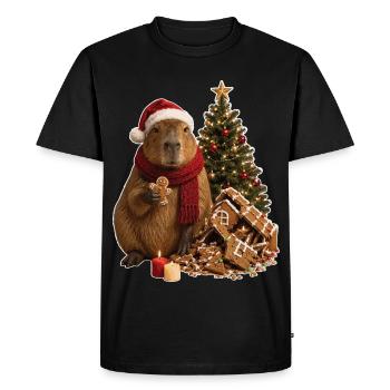 Magie de l’Avent de Capybara de Noël - T-shirt Premium bio Homme - noir - Devant - Nico (187cm)