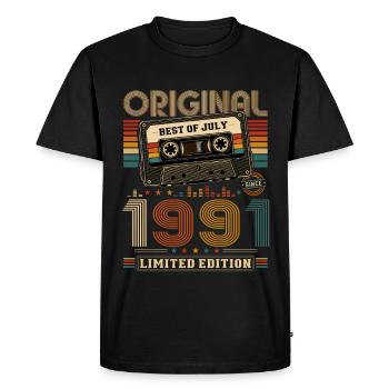 35th Birthday Gift Vintage July Vintage 1991 - Men's Premium Organic T-Shirt - black - Front - Nico (187cm)