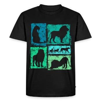 Graphisme rétro de Lions Silhouettes - T-shirt Premium bio Homme - noir - Devant - Nico (187cm)