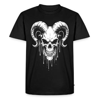 Crâne aux cornes Crâne de bélier - T-shirt Premium bio Homme - noir - Devant - Nico (187cm)