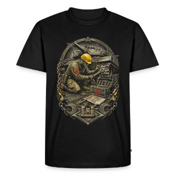 Mécanicien militaire - T-shirt Premium bio Homme - noir - Devant - Nico (187cm)