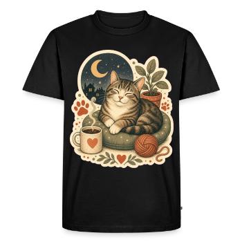 Laine de café pour chats douillets - T-shirt Premium bio Homme - noir - Devant - Nico (187cm)