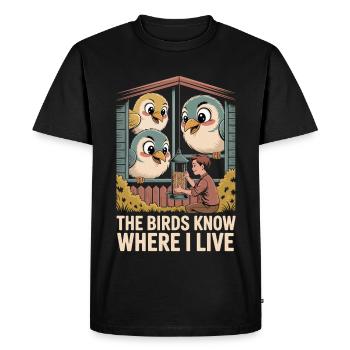 The birds know my home - Men's Premium Organic T-Shirt - black - Front - Nico (187cm)