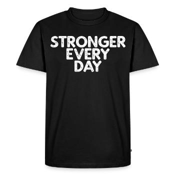 Plus fort chaque jour - T-shirt Premium bio Homme - noir - Devant - Nico (187cm)