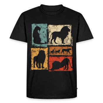 Lion Perspectives : Graphique de style rétro - T-shirt Premium bio Homme - noir - Devant - Nico (187cm)