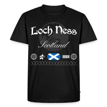 Souvenir de voyage pour le streetwear du Loch Ness, Écosse, - T-shirt Premium bio Homme - noir - Devant - Nico (187cm)