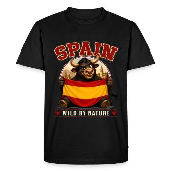 Taureau d’Espagne sauvage par nature Drapeau espagnol - T-shirt Premium bio Homme - noir - Devant - Nico (187cm)