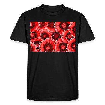 Motif des Fleurs Rouges - T-shirt Premium bio Homme - noir - Devant - Nico (187cm)