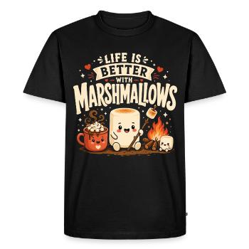 La vie est meilleure avec des guimauves - T-shirt Premium bio Homme - noir - Devant - Nico (187cm)