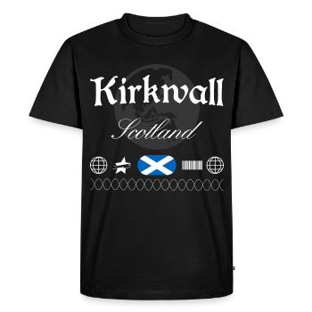 Kirkwall Scotland Streetwear Travel Souvenir - Men's Premium Organic T-Shirt - black - Front - Nico (187cm)