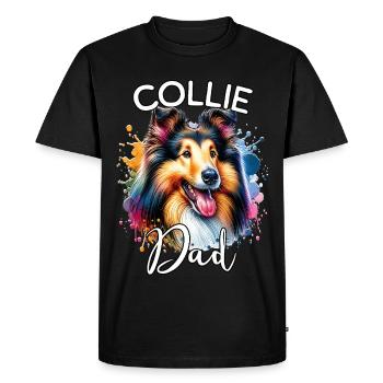 Papa colley à poils longs - T-shirt Premium bio Homme - noir - Devant - Nico (187cm)