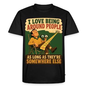 Parmi les personnes à distance de sécurité - T-shirt Premium bio Homme - noir - Devant - Nico (187cm)