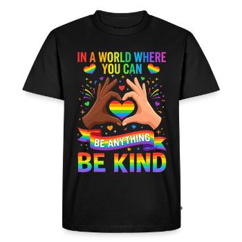 Be Kind, Pride, Rainbow, Equality, LGBT - Men's Premium Organic T-Shirt - black - Front - Nico (187cm)
