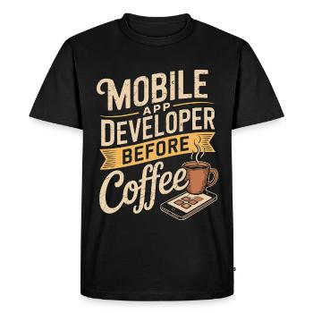 Mobile App Developer Before Coding Coffee Lover - Men's Premium Organic T-Shirt - black - Front - Nico (187cm)