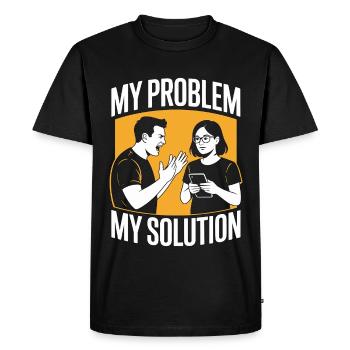 Développeur d’applications mobiles : mon problème : ma mère de pictogrammes - T-shirt Premium bio Homme - noir - Devant - Nico (187cm)