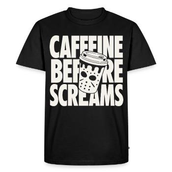 Caffeine Before Screams Horror Design - Men's Premium Organic T-Shirt - black - Front - Nico (187cm)