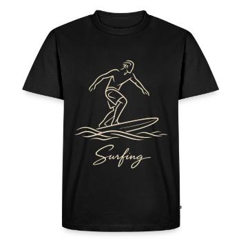 Surfeur minimaliste sur la vague - T-shirt Premium bio Homme - noir - Devant - Nico (187cm)
