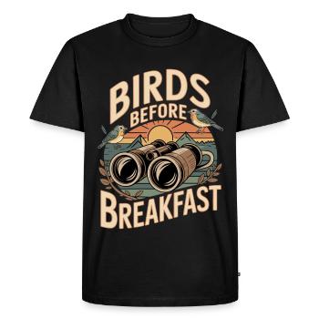 Des oiseaux avant le petit-déjeuner - T-shirt Premium bio Homme - noir - Devant - Nico (187cm)