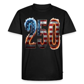 250 ans d’Amérique - T-shirt Premium bio Homme - noir - Devant - Nico (187cm)