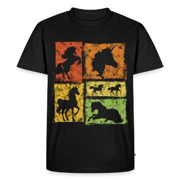 Style rétro licorne avec des étoiles - T-shirt Premium bio Homme - noir - Devant - Nico (187cm)