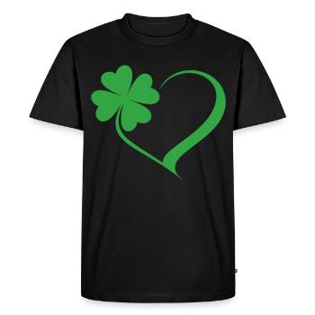 Cœur de trèfle vert - T-shirt Premium bio Homme - noir - Devant - Nico (187cm)