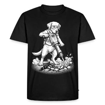 Chien ouvrier du bâtiment avec un marteau-piqueur, artisanat - T-shirt Premium bio Homme - noir - Devant - Nico (187cm)
