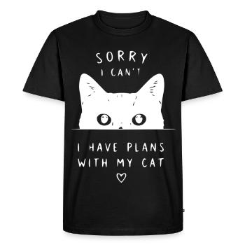 Désolé, j’ai des plans avec mon chat - T-shirt Premium bio Homme - noir - Devant - Nico (187cm)
