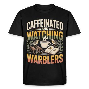 Café, Paruline et Temps de Lecture - T-shirt Premium bio Homme - noir - Devant - Nico (187cm)