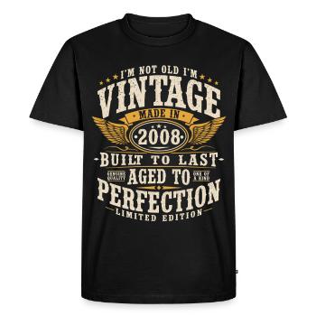 Cadeau d’anniversaire vintage vintage 2008 rétro - T-shirt Premium bio Homme - noir - Devant - Nico (187cm)