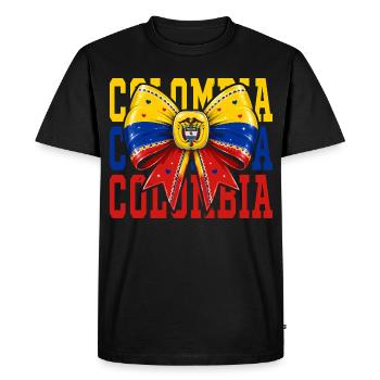 Nœud Drapeau Colombie | Style Coquette Colombien - T-shirt Premium bio Homme - noir - Devant - Nico (187cm)