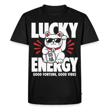 Énergie Chanceuse Chat Cool - T-shirt Premium bio Homme - noir - Devant - Nico (187cm)