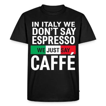 Café italien en disant caffè - T-shirt Premium bio Homme - noir - Devant - Nico (187cm)