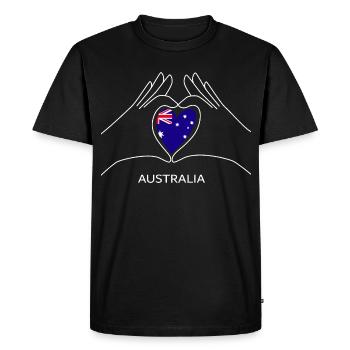 Cœur de l’Australie avec drapeau australien Australie - T-shirt Premium bio Homme - noir - Devant - Nico (187cm)