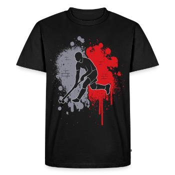 Hockey sur gazon Joueurs de hockey Touches de couleur Hockey masculin - T-shirt Premium bio Homme - noir - Devant - Nico (187cm)
