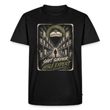 Funny Warehouse Shift Survivor Hall Expert Rétro - T-shirt Premium bio Homme - noir - Devant - Nico (187cm)