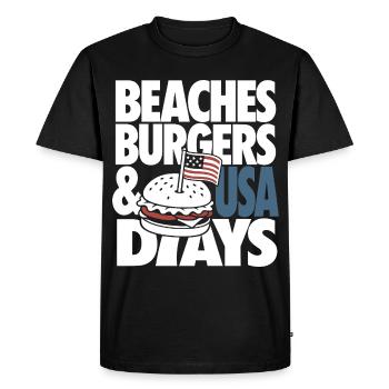 Beaches Burgers USA Days Design - T-shirt Premium bio Homme - noir - Devant - Nico (187cm)