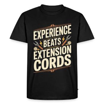 L’expérience de maître électricien l’emporte sur l’électricité - T-shirt Premium bio Homme - noir - Devant - Nico (187cm)