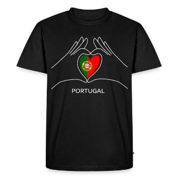 Portugal Heart with Portuguese Flag Sport Fan - Men's Premium Organic T-Shirt - black - Front - Nico (187cm)