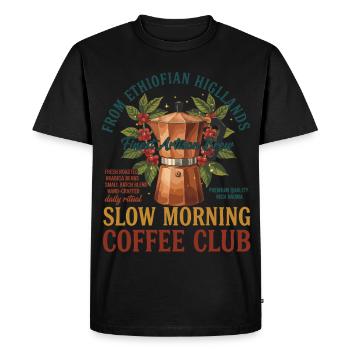 Breakfast Coffee Slow Morning Coffee Club Brunch - Men's Premium Organic T-Shirt - black - Front - Nico (187cm)