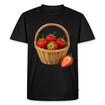 Un panier de fraises de fruits et de fruits et fraises - T-shirt Premium bio Homme - noir - Devant - Nico (187cm)