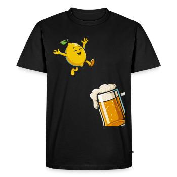 Bière Radler Citron drôle et verre à bière - T-shirt Premium bio Homme - noir - Devant - Nico (187cm)