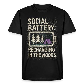 La batterie sociale se recharge dans les bois - T-shirt Premium bio Homme - noir - Devant - Nico (187cm)