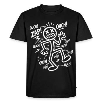 Funny Humor Snowman Lightning Ouch Gift - Men's Premium Organic T-Shirt - black - Front - Nico (187cm)