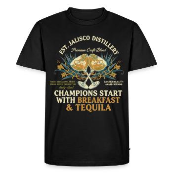 Petit-déjeuner Brunch drôle Café Beurre de cacahuète Érable - T-shirt Premium bio Homme - noir - Devant - Nico (187cm)